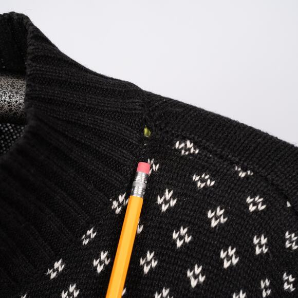 Women's Vintage Fair Isle & Bird's Eye Zip Cardigan Sweater SZ 22/24 Poinsettia - Picture 4 of 6